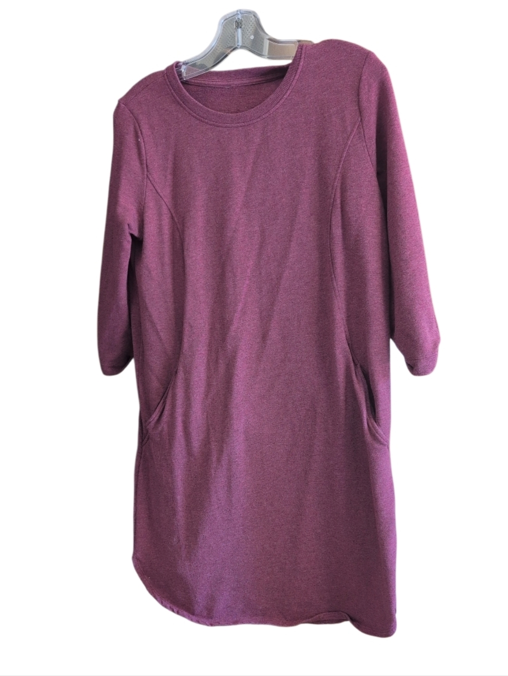Hyba Women’s Pocket Dress Tunic Heather Berry 3/4 Sleeve Stretch Size Medium